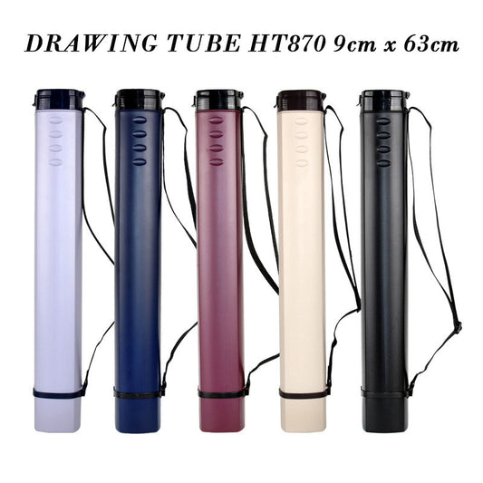 Square Retractable Plastic Drawing Tube Blueprint Case with Strap Random color (HT870)