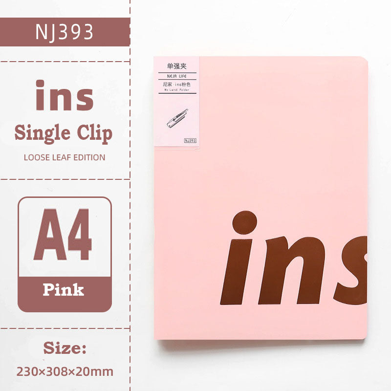 Neja life A4 Clipboard Folder File Folder clip strong clip Pink