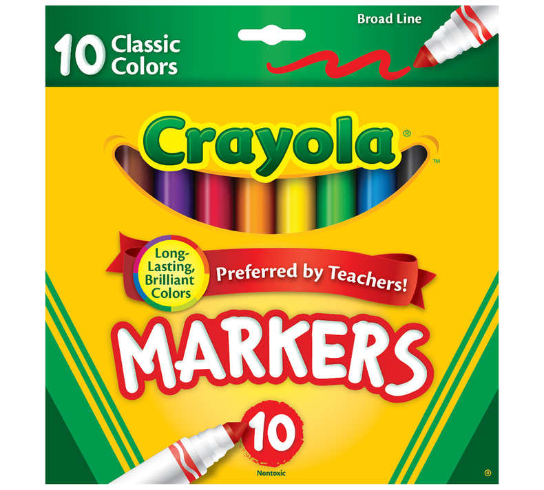 Crayola Markers 10's Color Classic Fine/Broad Line