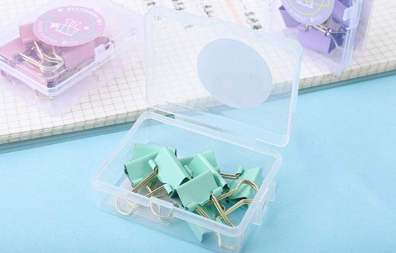 Stationery set school and office binder clip pastel color 8pcs binder clip per box Random Color (TY6624)