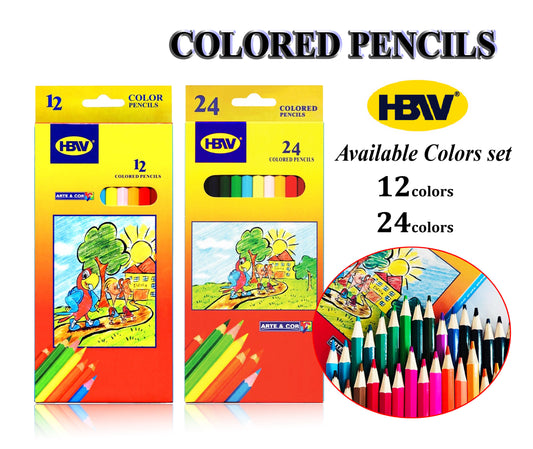 HBW Colored Pencils Long pencils Arte & Cor 12 COLORS & 24 COLORS