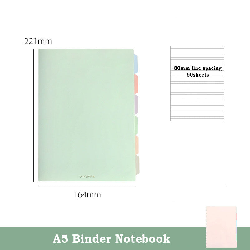 Neja life Binder Notebook A5 with 6 divider page Random Color NJ4003