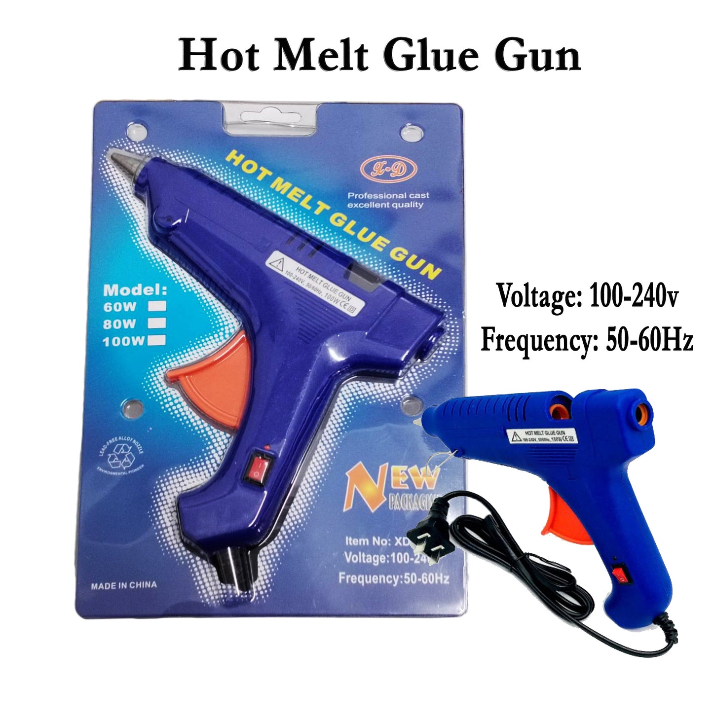 Hot Melt Glue Gun Big size100-240V 100W Blue Heavy Duty