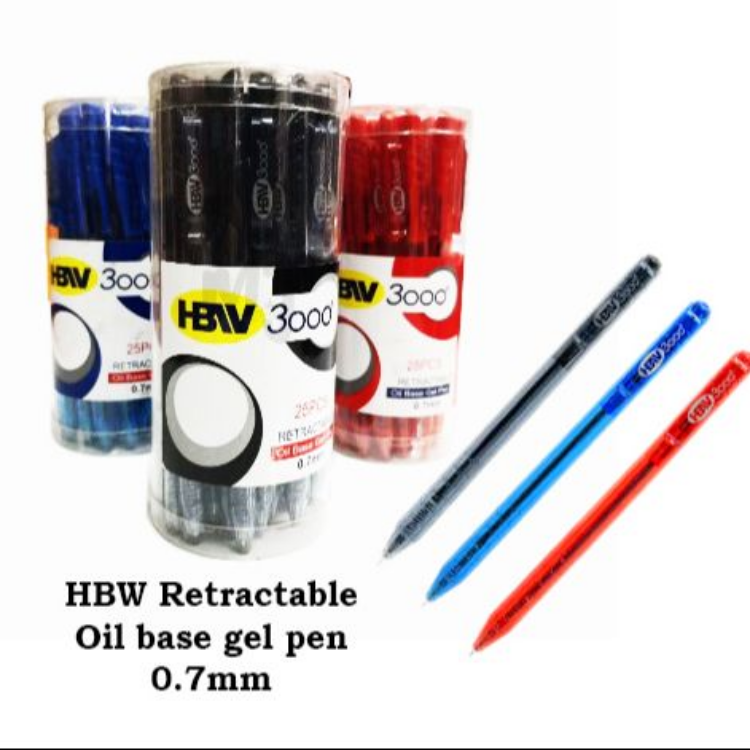 Ball Pen HBW "3000" Retractable Oil base gel pen /  Ballpen 0.7mm (1piece)