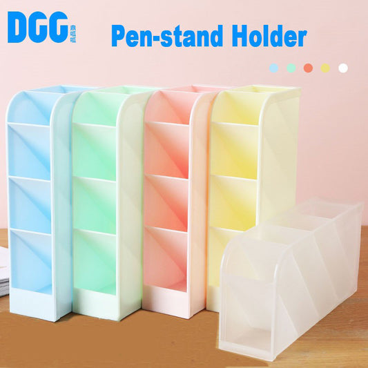 Plastic Pen holder Oblique insertion type 5 grid pen holder Random Pastel color (DGG #881)