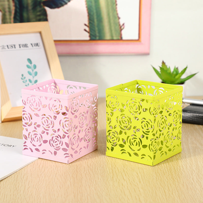 Metal Pen Stand / Pencil Stand Round or Square Random color (DGG)