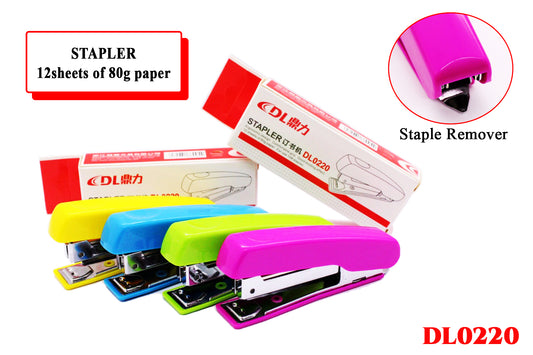 Dingli Office Stapler Comfortable grip 12 Sheets of 80g Paper Capacity Use#10 Staples (Random Color) DL-0220 (38387)