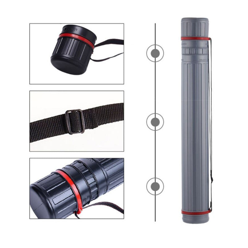 Drawing Tube Blueprint Case Telescoping Art Tube Large Plastic Black with Strap (HT903)