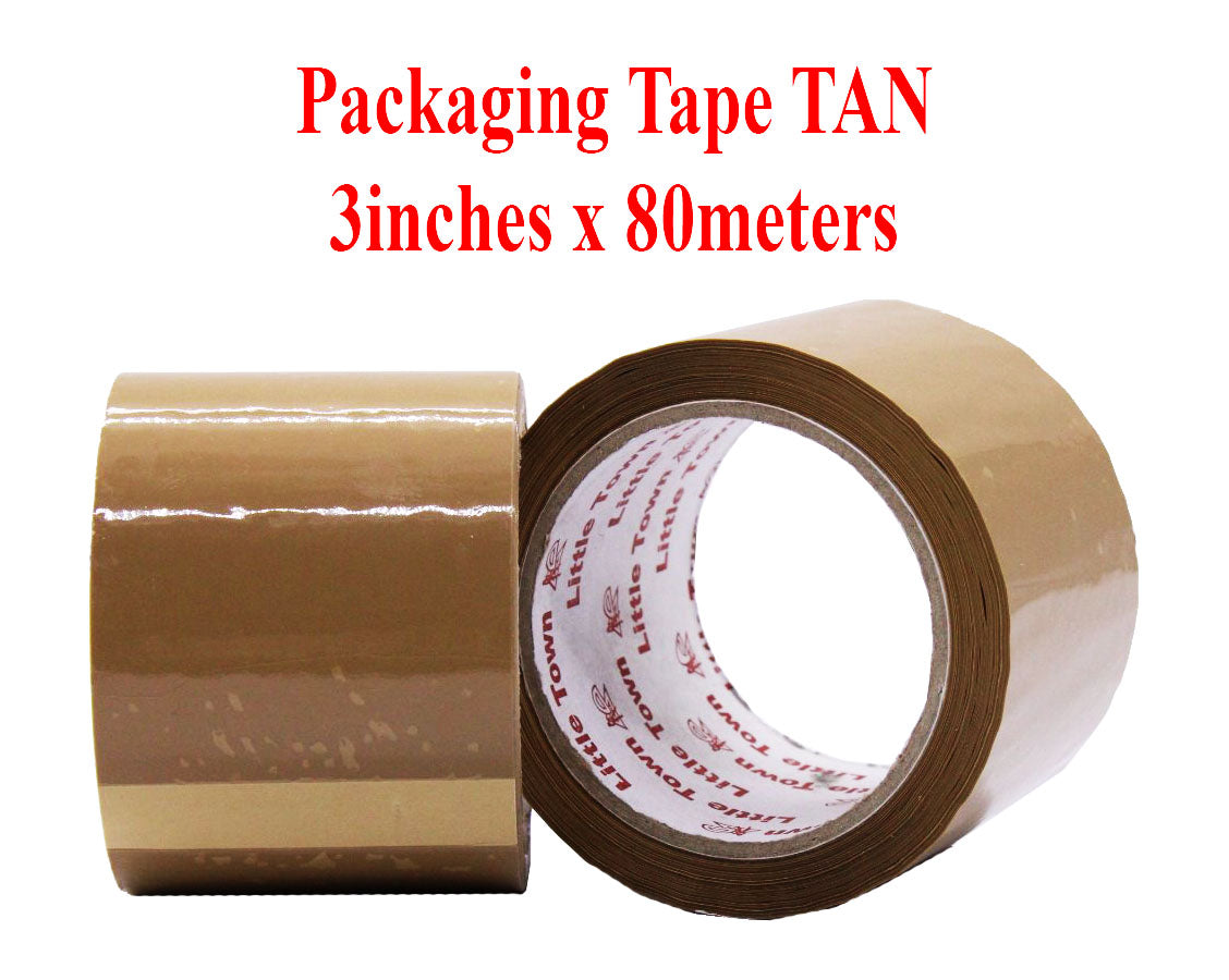 12 Rolls Little Town Packaging Tape Tan & Clear 72mm / 3inches