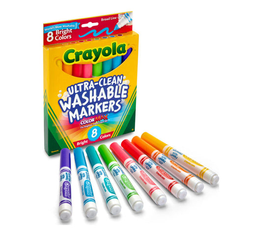 Crayola Ultra-Clean Washable Bright Color Markers 8's Broad Line 47250 (58-7819)