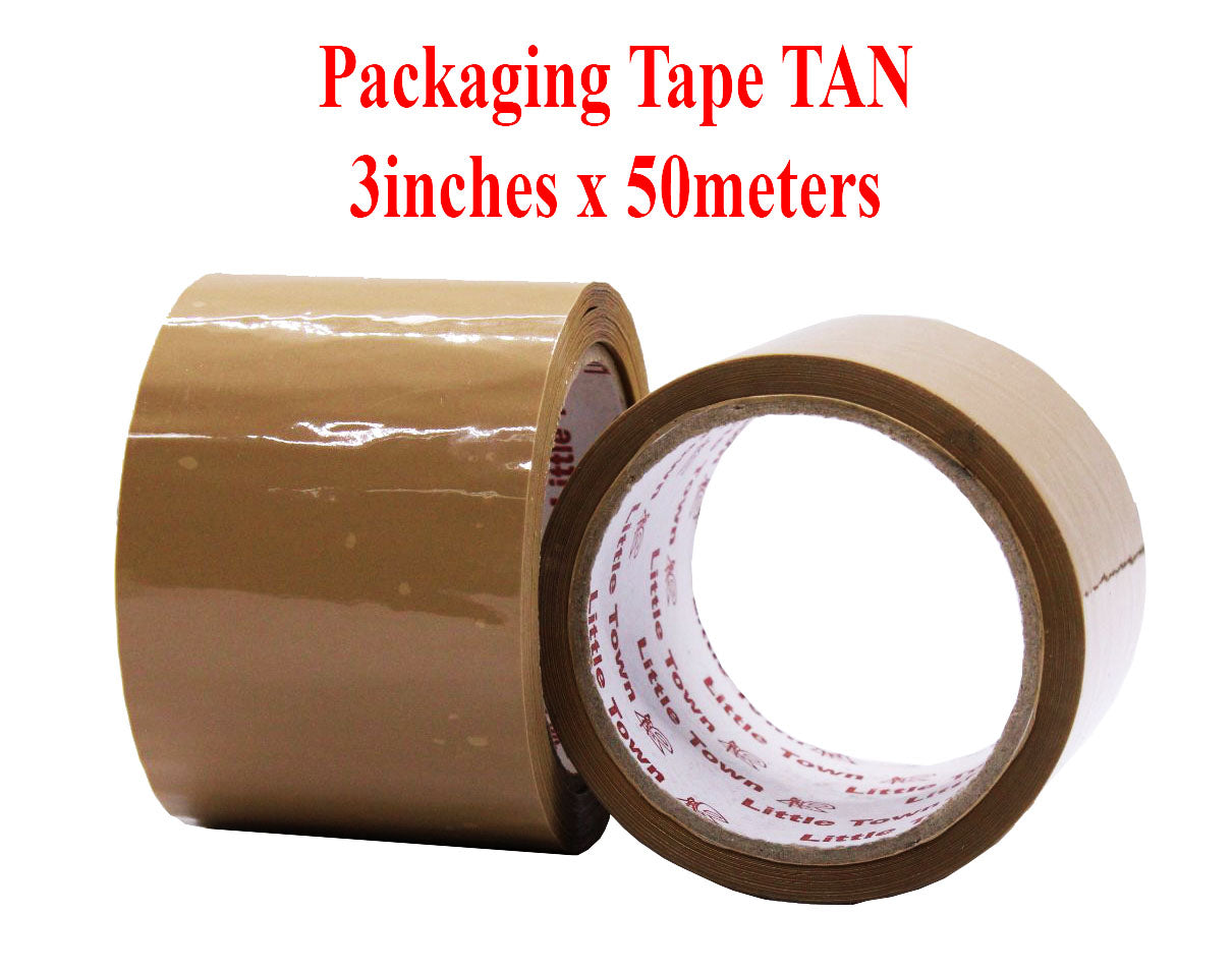 12 Rolls Little Town Packaging Tape Tan & Clear 72mm / 3inches