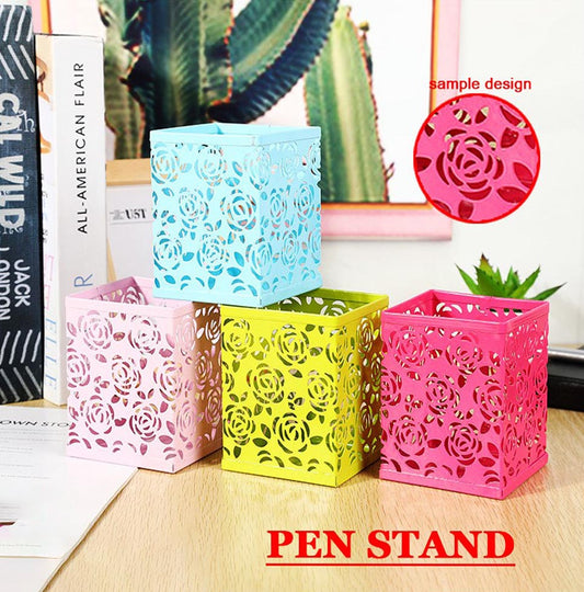 Metal Pen Stand / Pencil Stand Round or Square Random color (DGG)