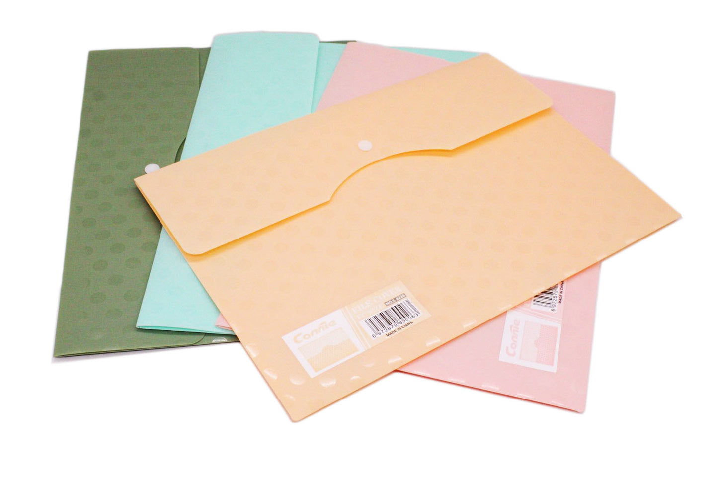 1pc Long size Plastic Document Envelope Snap Botton Simple Dot Design (Random Color)