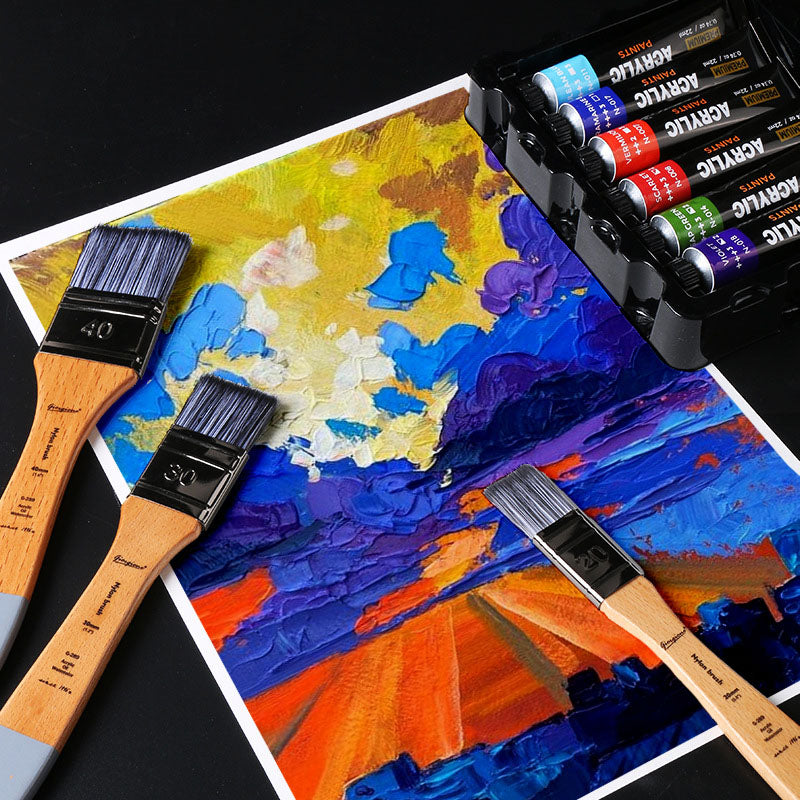 Giorgione oil painting board brush acrylic brush water powder watercolor paint painted wall painted nylon Flat beech brush