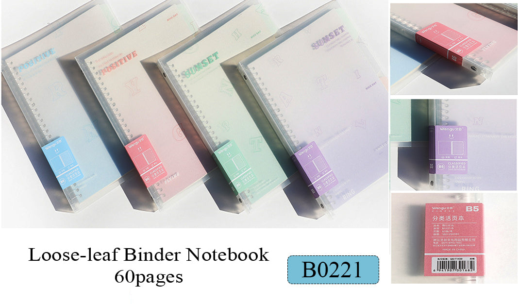 Wengu Loose-leaf transparent binder notebook size A5 / 60sheets Random Design