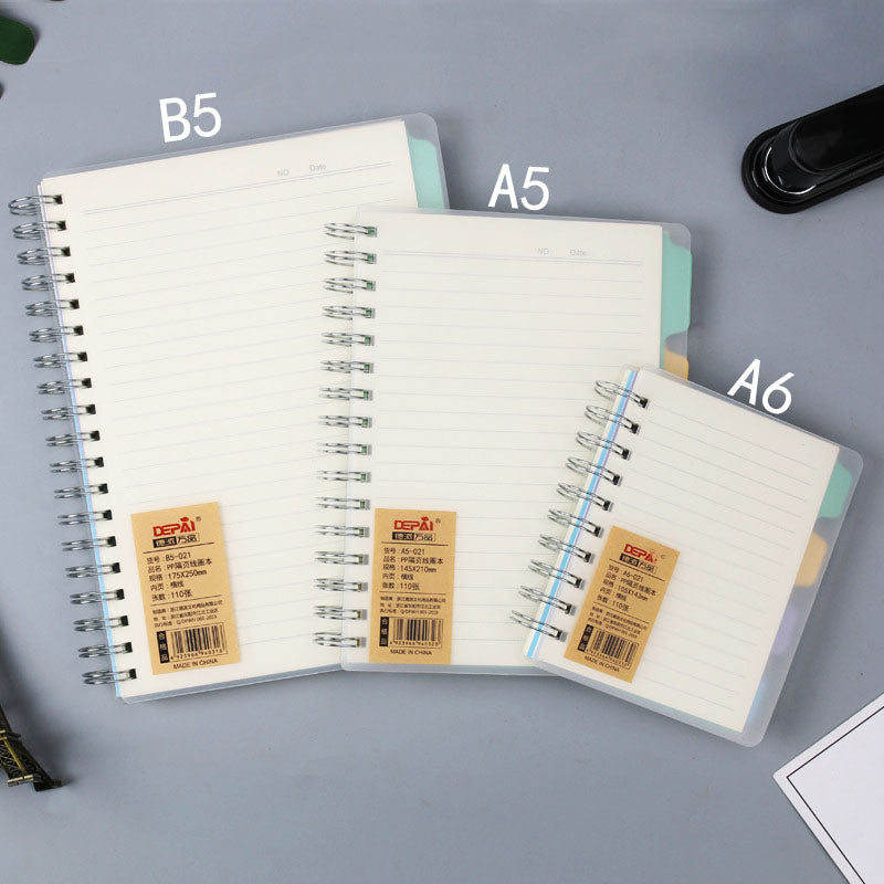 Transparent cover coil binder notebook horizontal line inner page size A6 / A5 / B5 110sheets