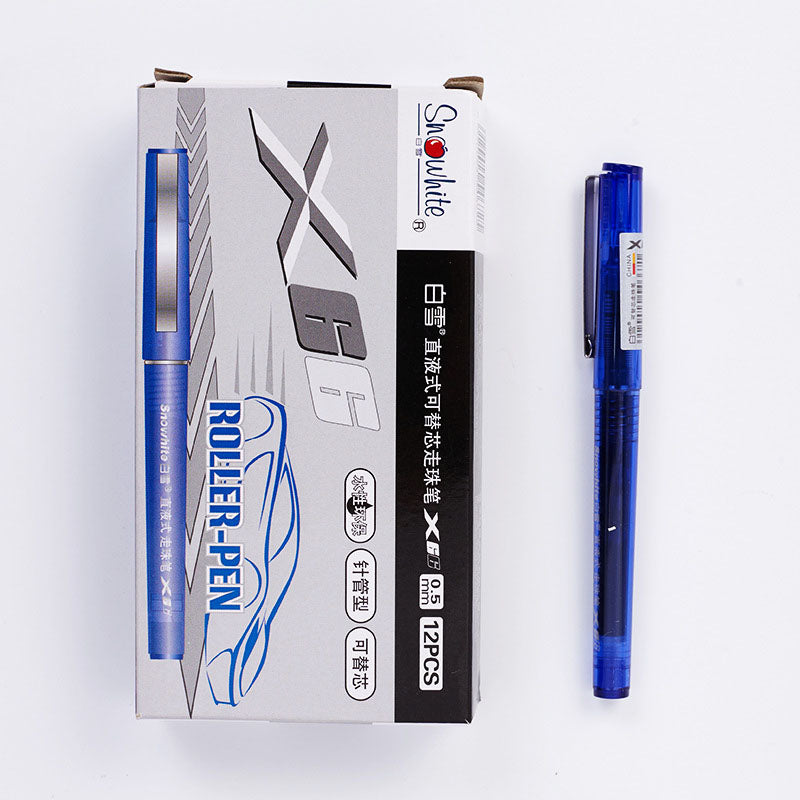 Little Town School & Office Supply : Snow White X66 Liquid Ink Roll Ball Pen with 0.5mm Needel Tip Refillable Office Sytle