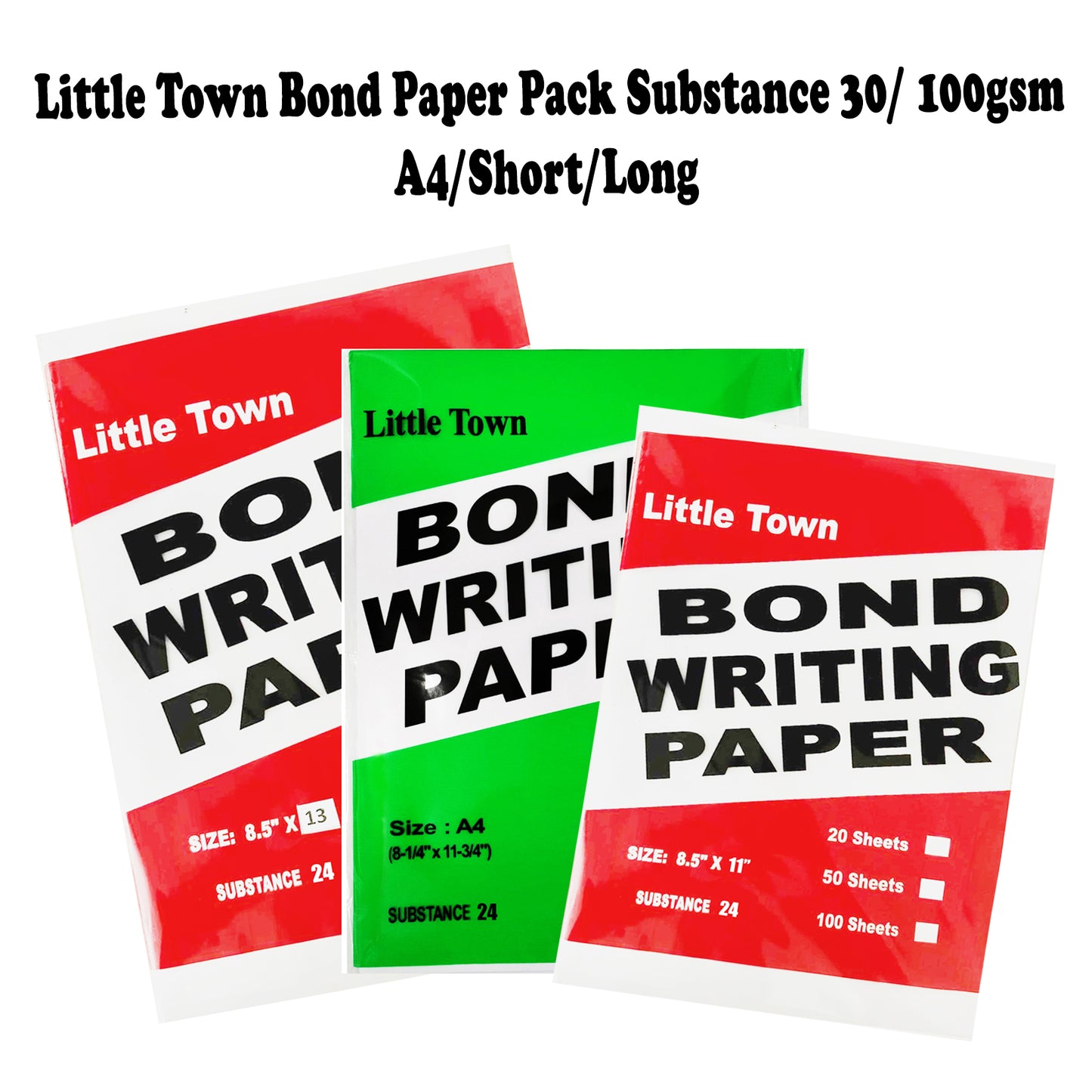 Little Town Bond Paper/ Bond Writing Paper 100gsm / Substance 30 / 20sheets