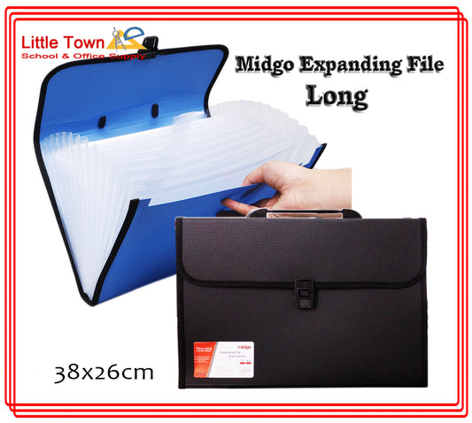 Midgo Expanding file with handle document bag Long size Random Color