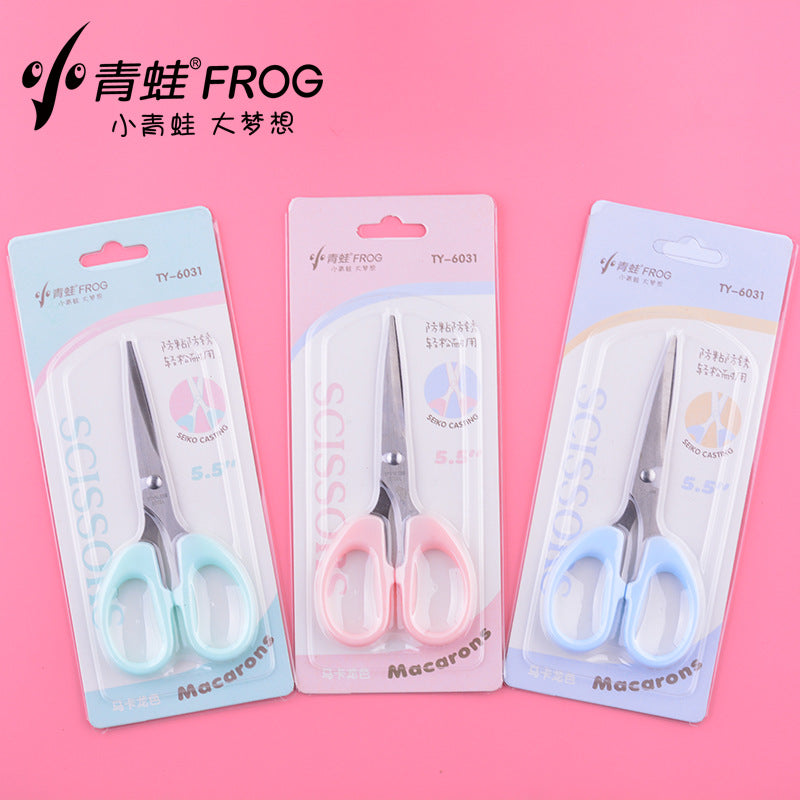 Little frog macarons stainless steel scissors 5.5 inches random color (TY6031)