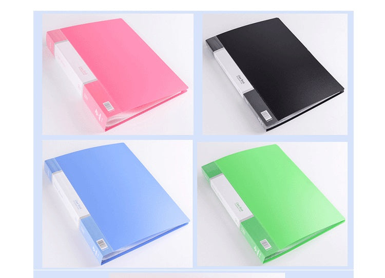 Office data display book plastic file folder with pocket Clear book Size A3 20pockets (Random Color)