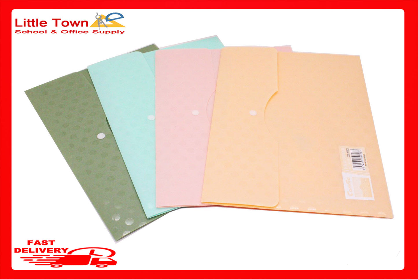 1pc Long size Plastic Document Envelope Snap Botton Simple Dot Design (Random Color)